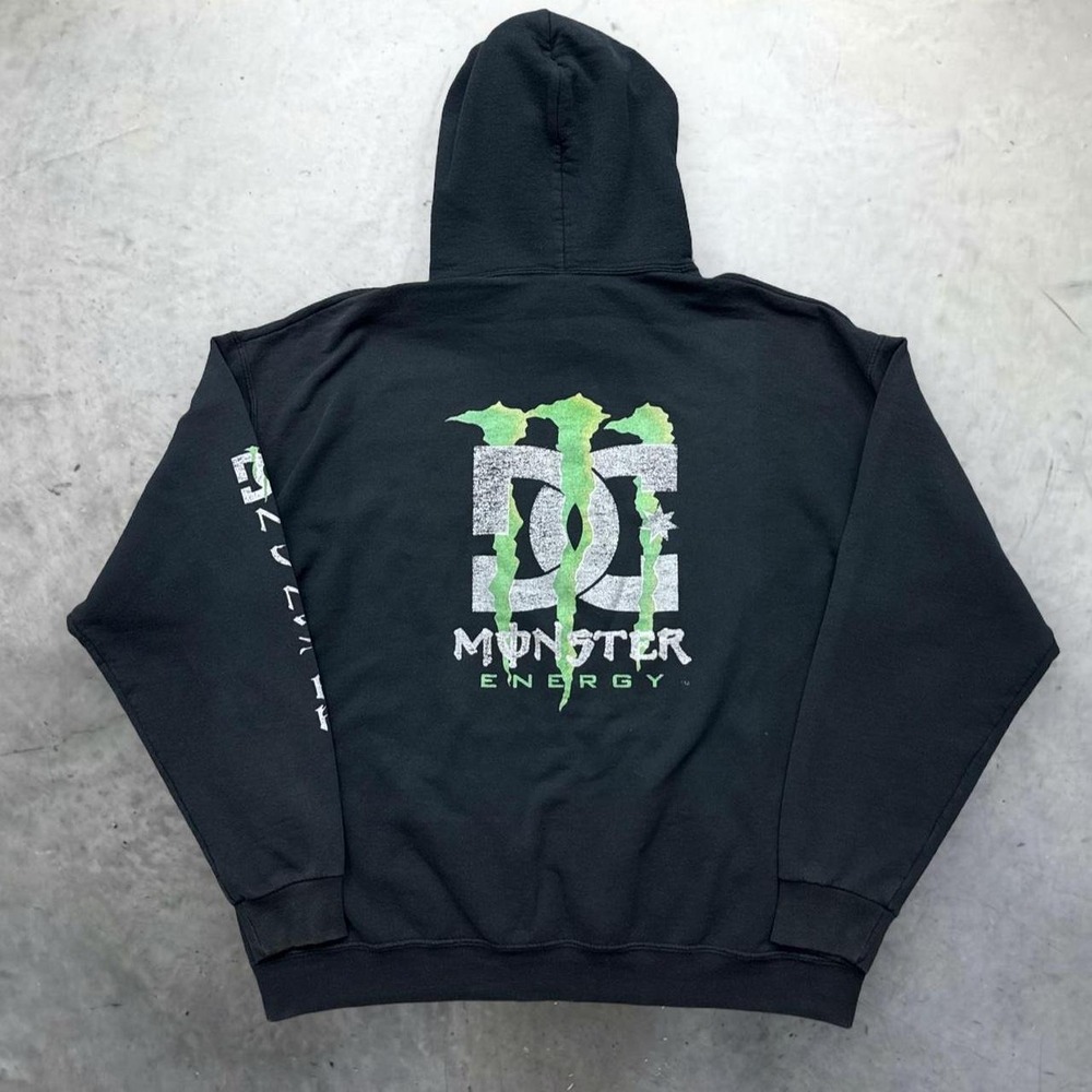 DC Shoes x Monster Energy Hoodie Black Jerzees Skater 2000s XL